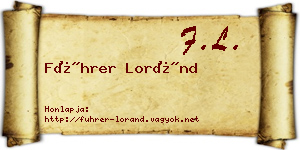 Führer Loránd névjegykártya